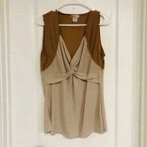 Max Loft Women’s Top Sleeveless V-Neck Knotted Tan Brown Plus Size 3X NWOT